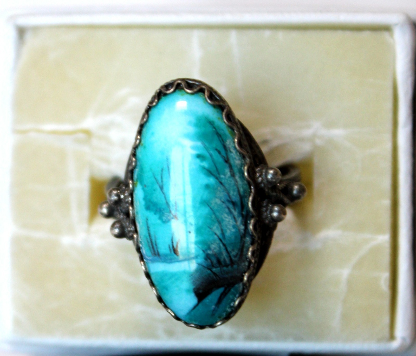 Vintage Russian Hand Painted Enamel Rings 3 Variation Finift Technique #76,80,82