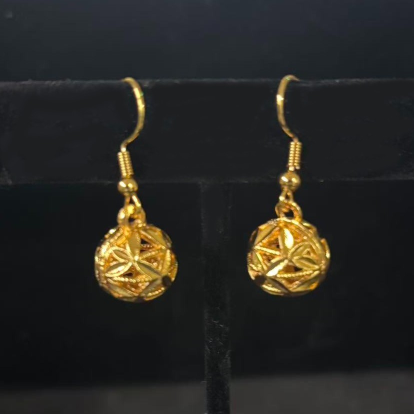 Hollowed-out Balls Drop Dangle Earrings Gold-plated (NOT SURE) No Mark