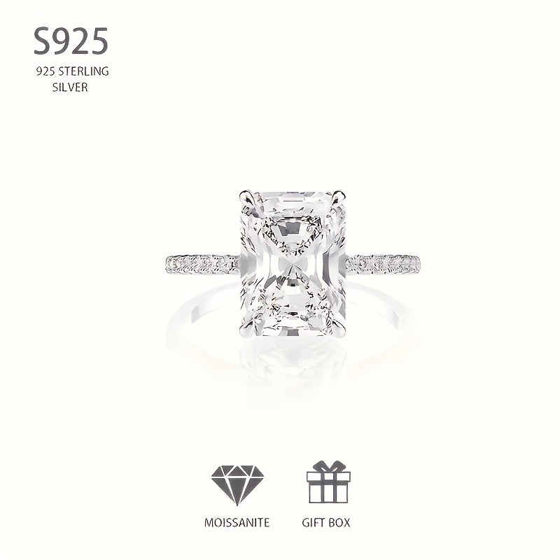 4 Carat Moissanite Ring In Sterling Silver Size 5 6 7 9 For Women