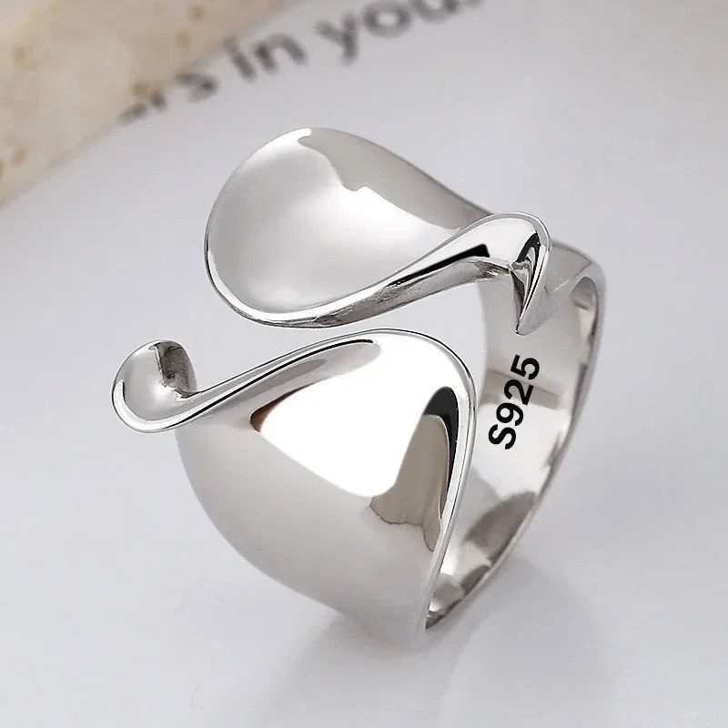 925 Sterling Silver Couple Ring Minimalist Adjustable Jewelry