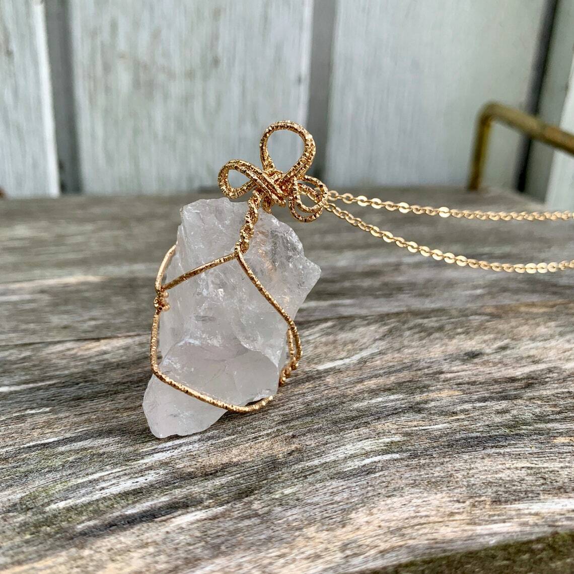 Natural Gemstone Necklace Chakra Stone Pendant Energy Healing Crystal with Chain