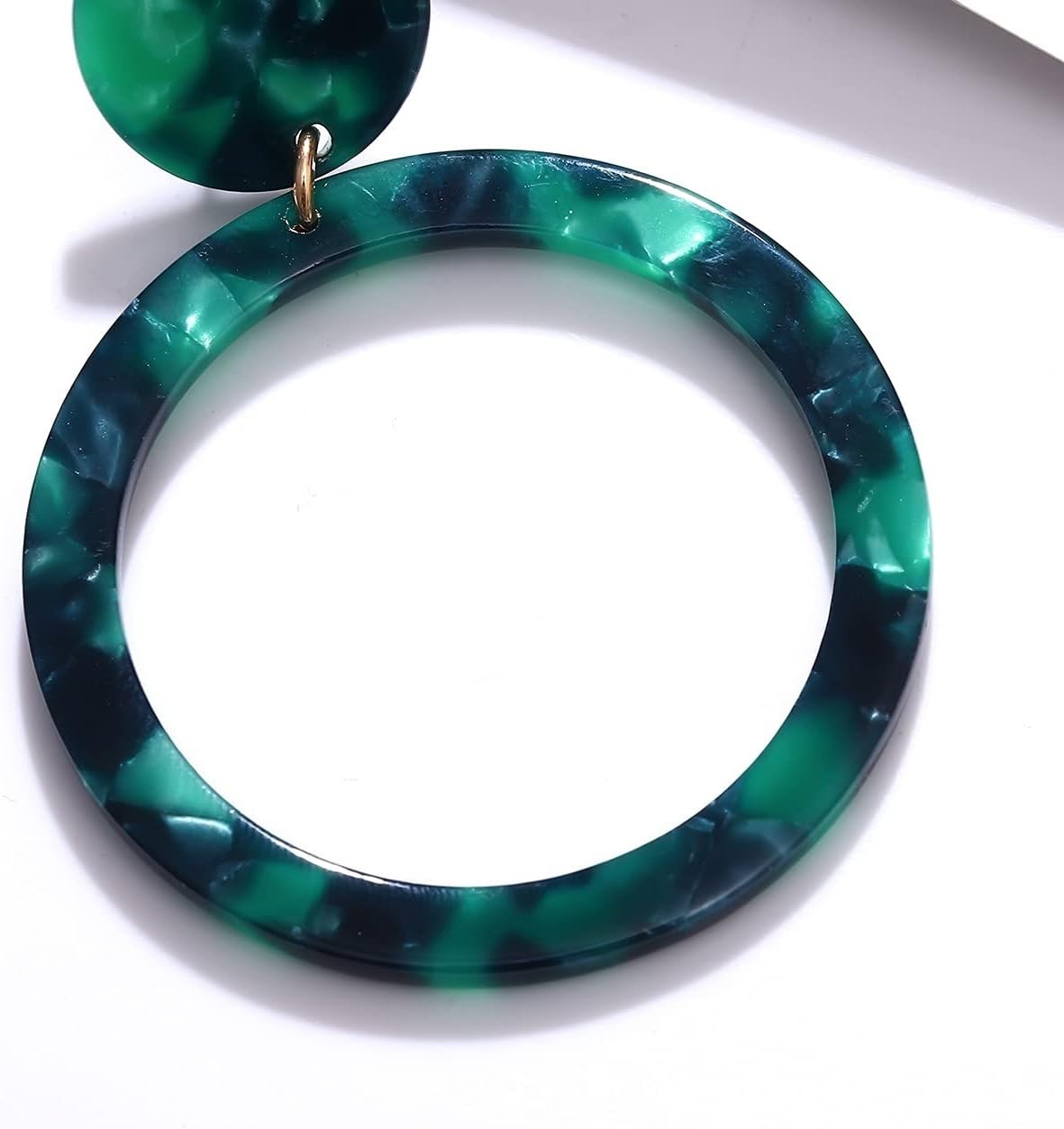Acrylic Dangle Earrings Geometry Circle Resin Hoop Tortoise Shell