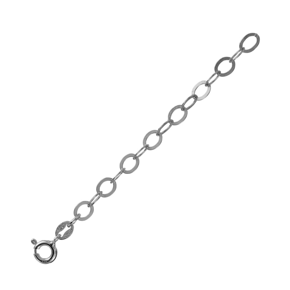 Sterling Silver Flat Oval Link Extender for Pendants Necklaces, 5.5″