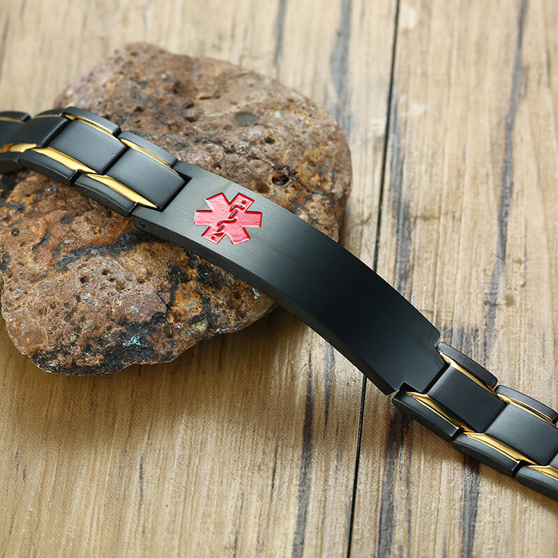 Medical Alert Magnetic Stress Healing Therapy Bangle Bracelet TYPE 1 DIABETES