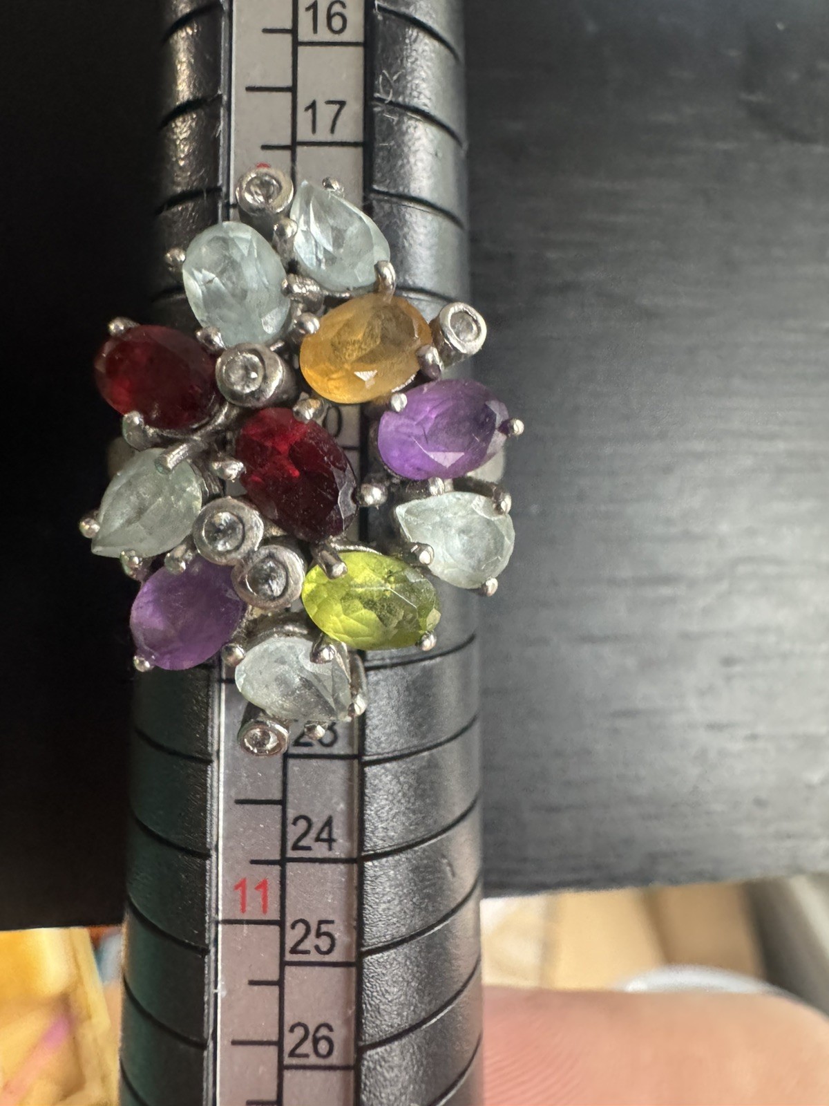 925 Sterling Silver Multi Stone Cluster Ring Size 9.25