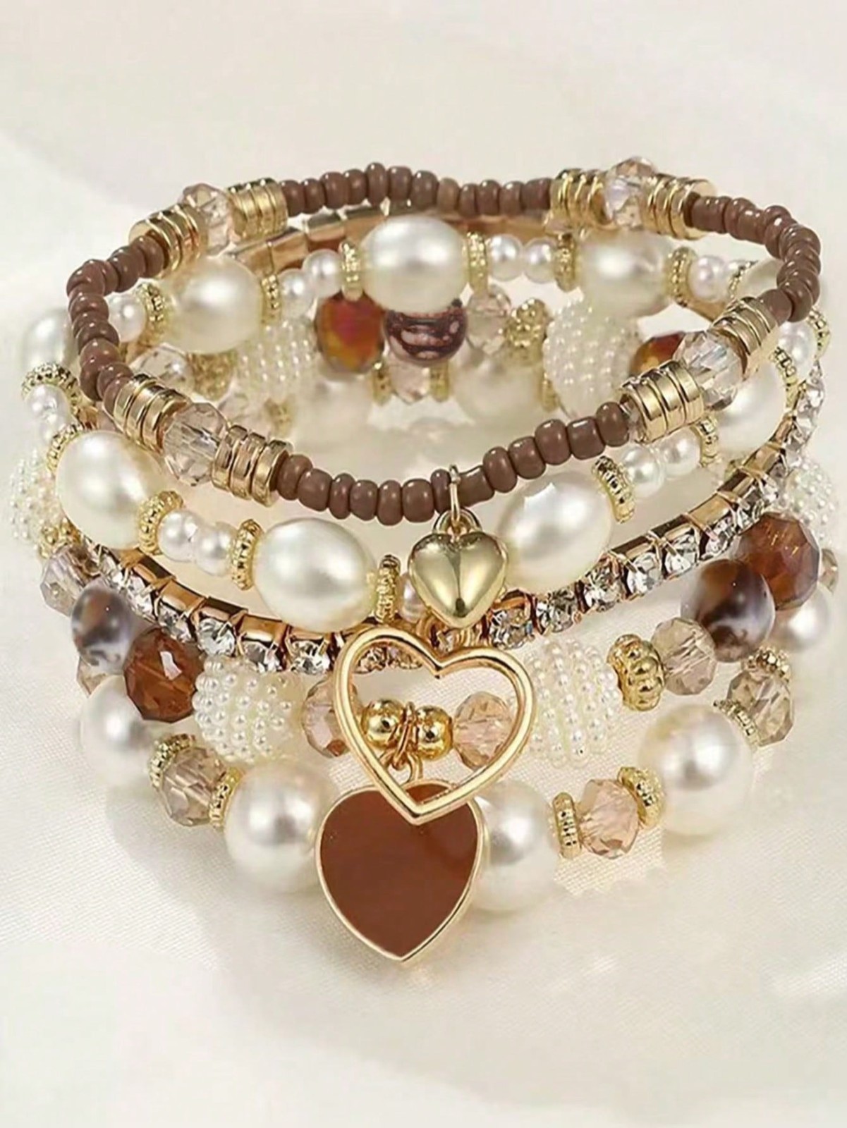 5 PCS Bohemian Stackable Beaded Bracelets Set for Women Girl Multicolor Stretch