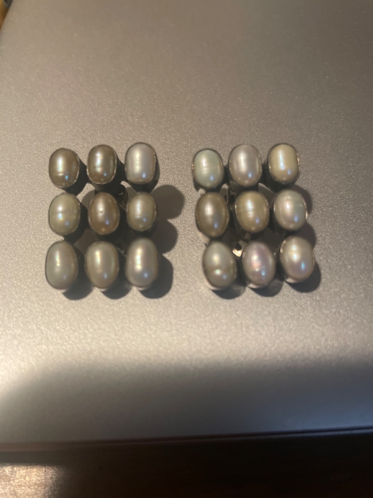 JANE DIAZ Freshwater Pearl Sterling Clip Earrings Nepal