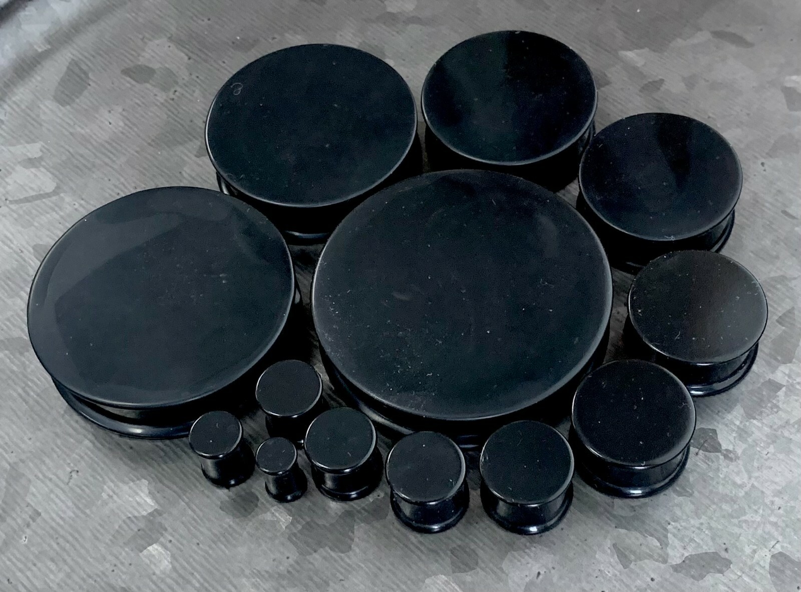 PAIR Black Solid Silicone Plugs Double Flare Tunnels Earlet Gauges up to 2 inch!