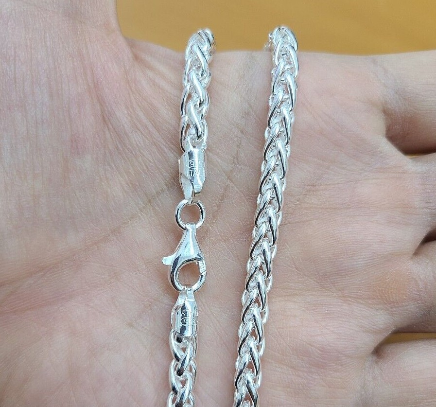 925 Sterling Silver Spiga Wheat Chain Necklace Bracelet Men Women 5mm 7~30 inch