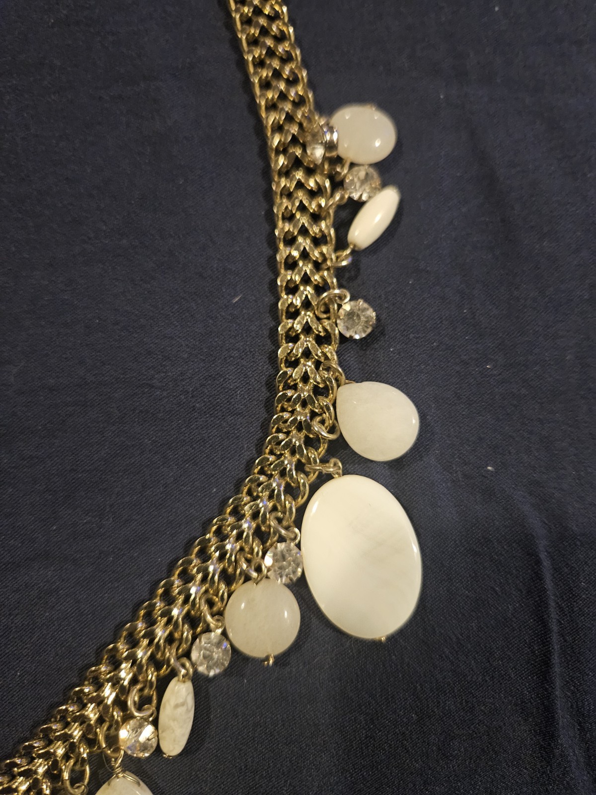 Lydell NYC Gold Tone with Small Dangling jewels Statement necklace