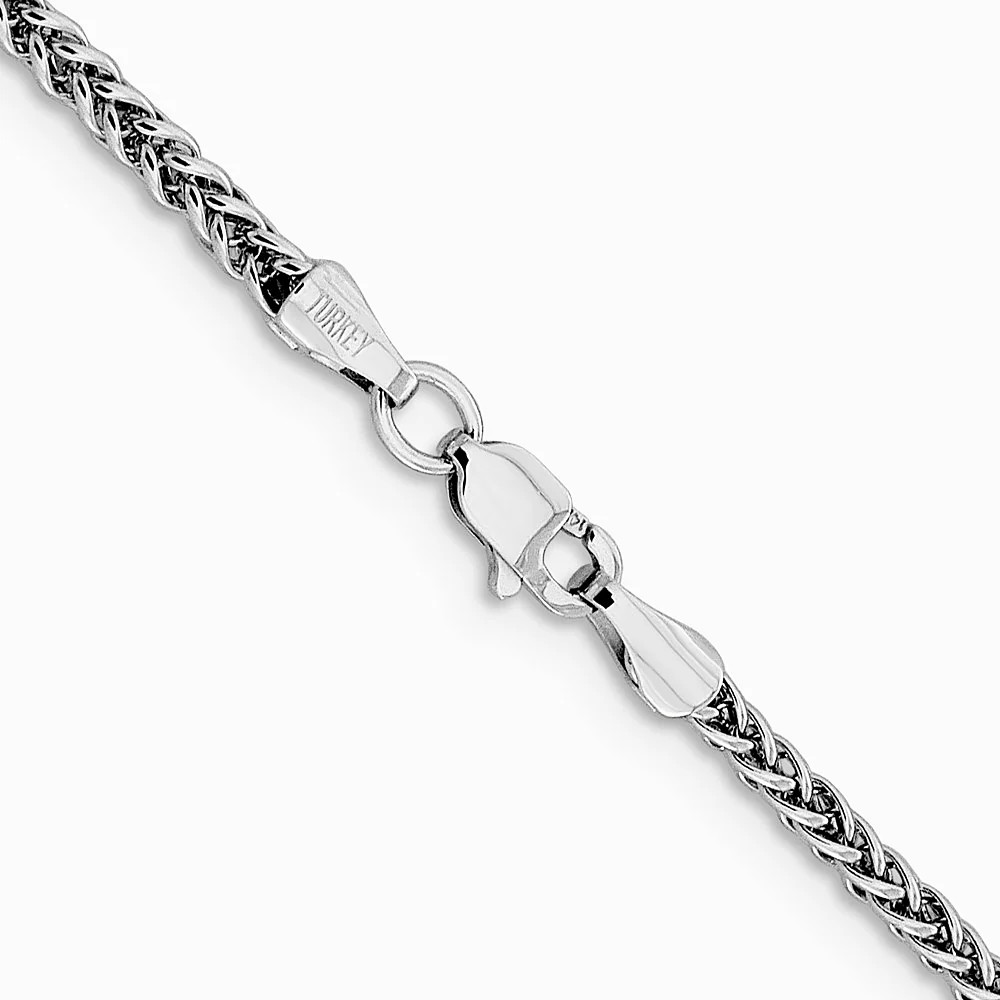 14K White Gold 2.35mm Semi-Solid 3-Wire Wheat Chain Necklace 16″-24″