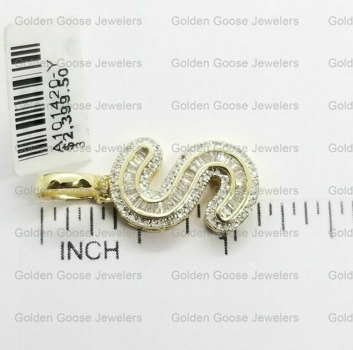Clearance Yellow Gold Baguette Diamonds Initial Alphabet Letter S Pendant Charm
