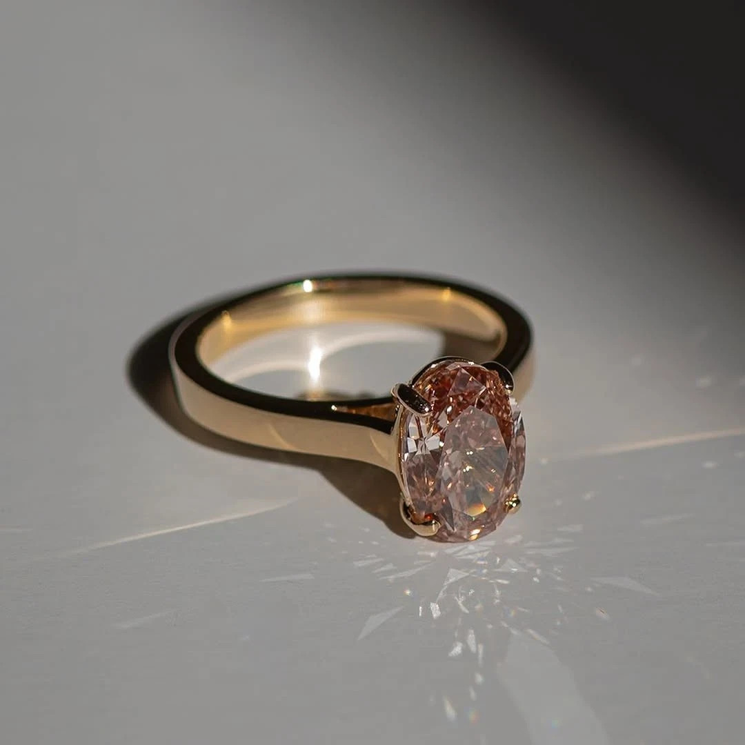 4.00 Ct Oval Cut Natural Pink Sapphire Wedding Ring 14K Yellow Gold