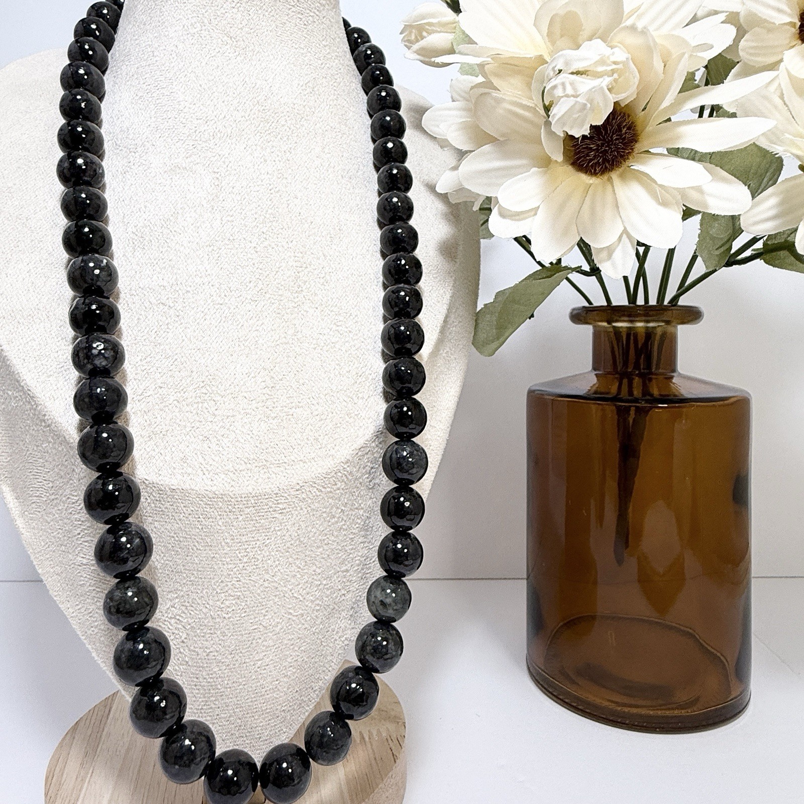 Wuji Jadeite 24IN No Closure Bead Necklace 13MM w/Certificate