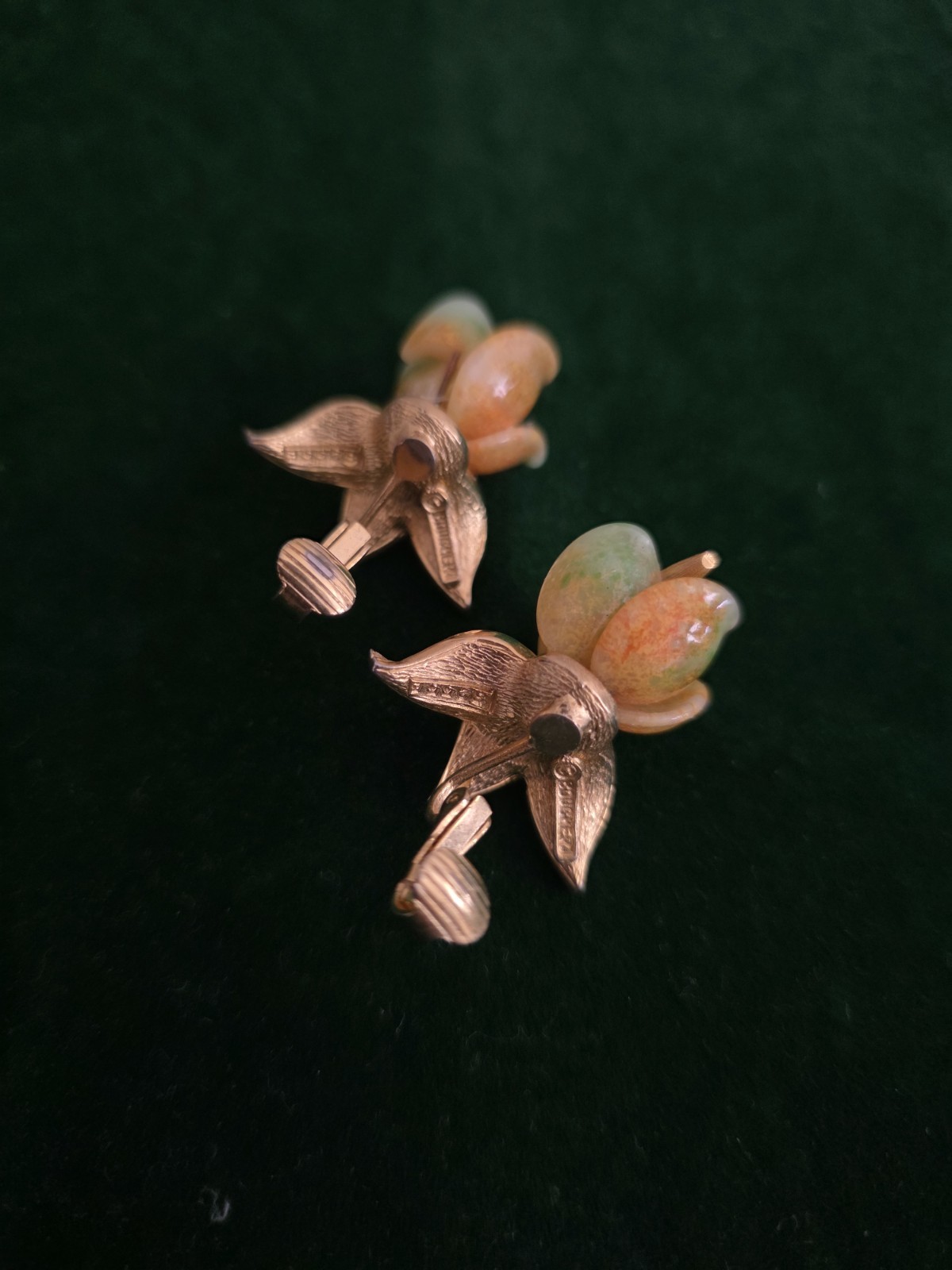 Ultra Rare Boucher Glass Petal Flower Earrings