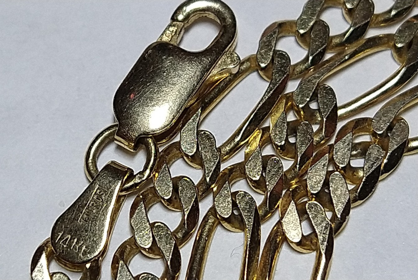 Solid 14k gold 4.2mm Italian figaro chain 14.71 grams – 24″
