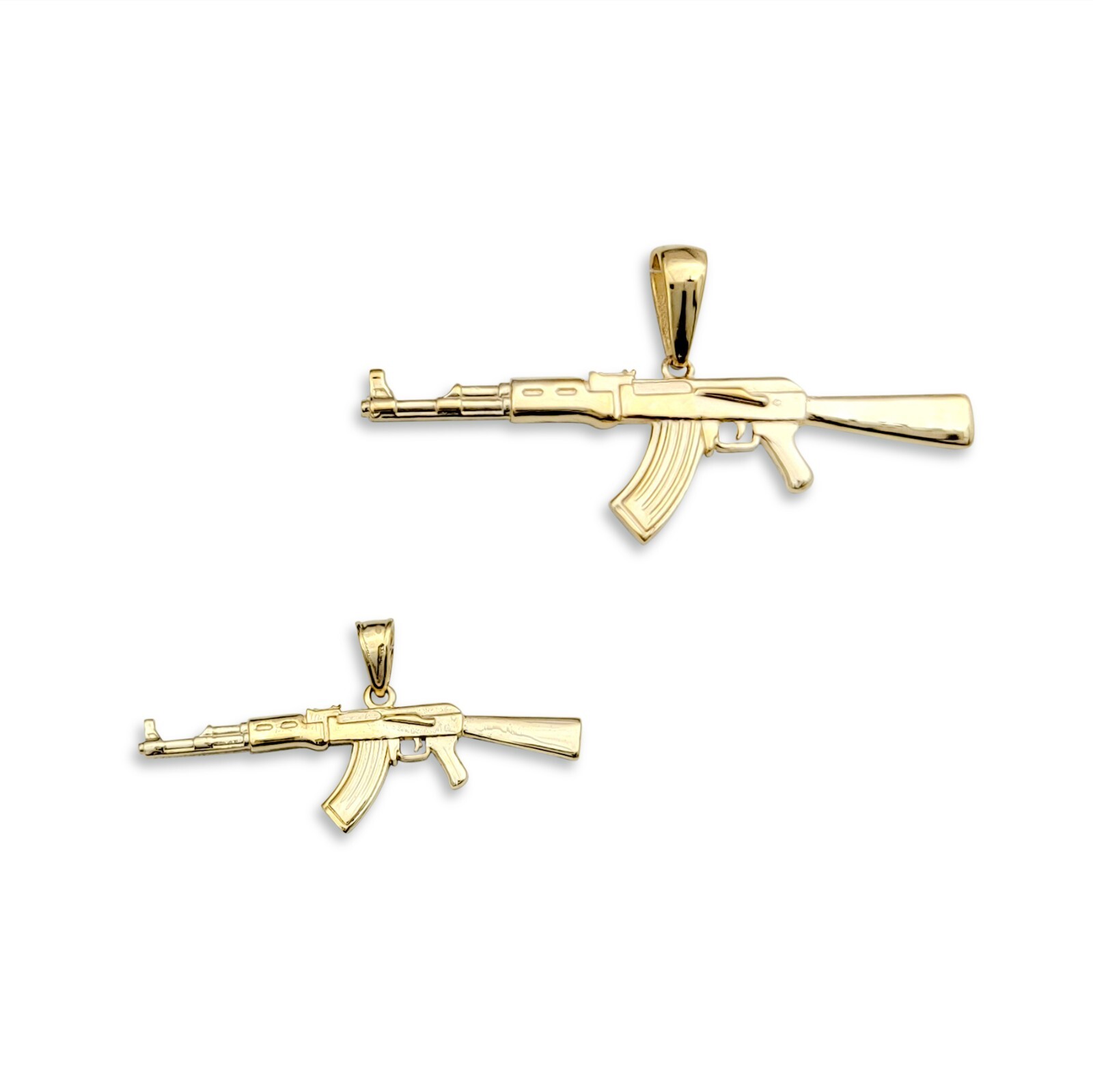 Solid 14K Yellow Gold AK-47 Pendant, Real Gold Gun Pendant AK47