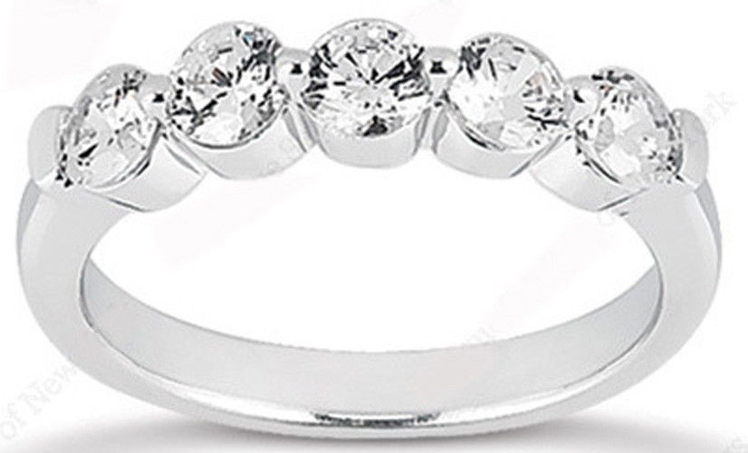 5 Stone Diamond Wedding Ring Anniversary Band 1.25 carat F color VS 0.25 carat