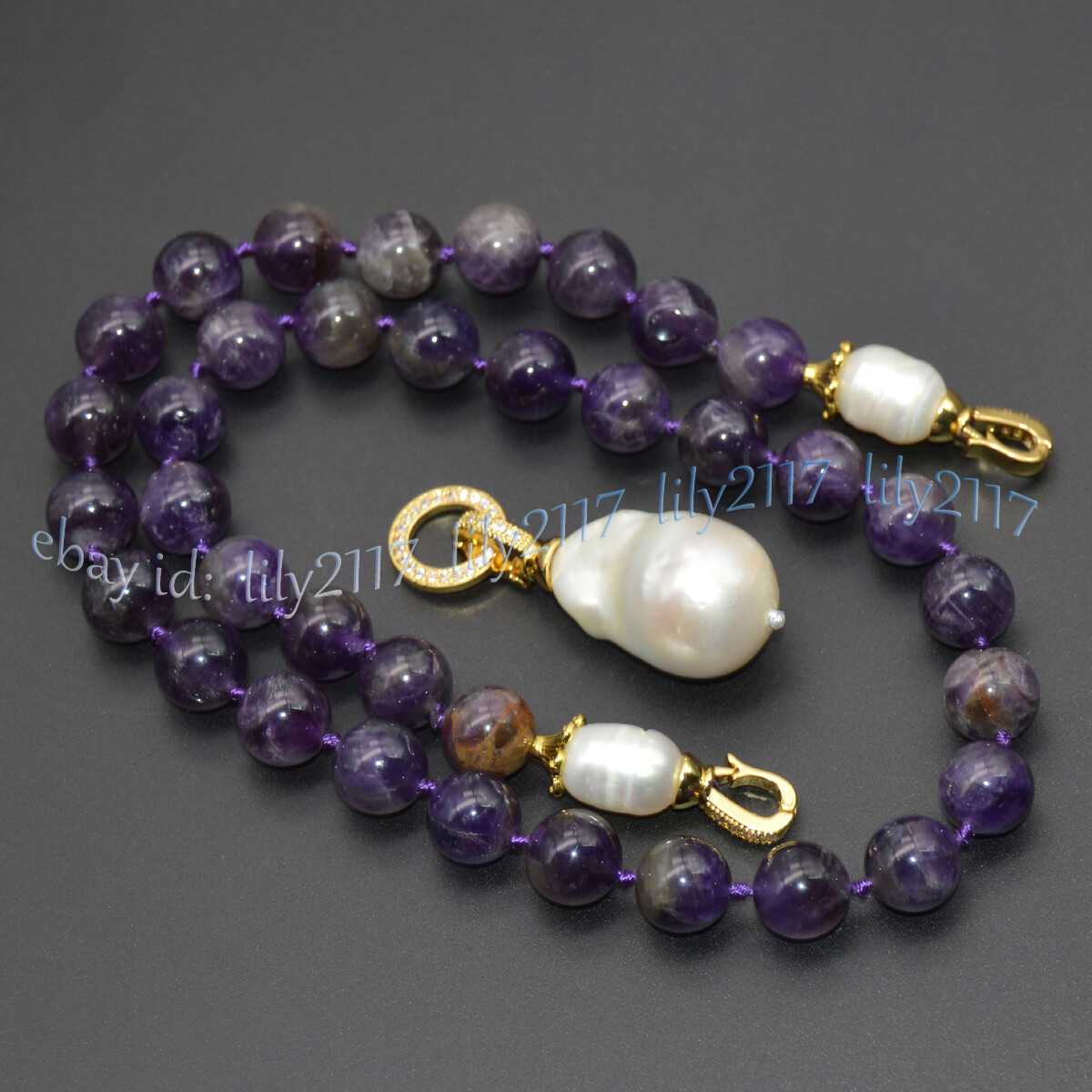 Natural Purple Amethyst Beads White Keshi Baroque Pearl Pendant Necklace 14-32”