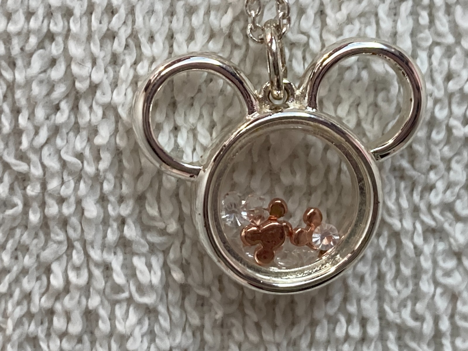 Disney LA Rocks Fine Silver Plated Mickey Forever Necklace -Nice, distressed bo