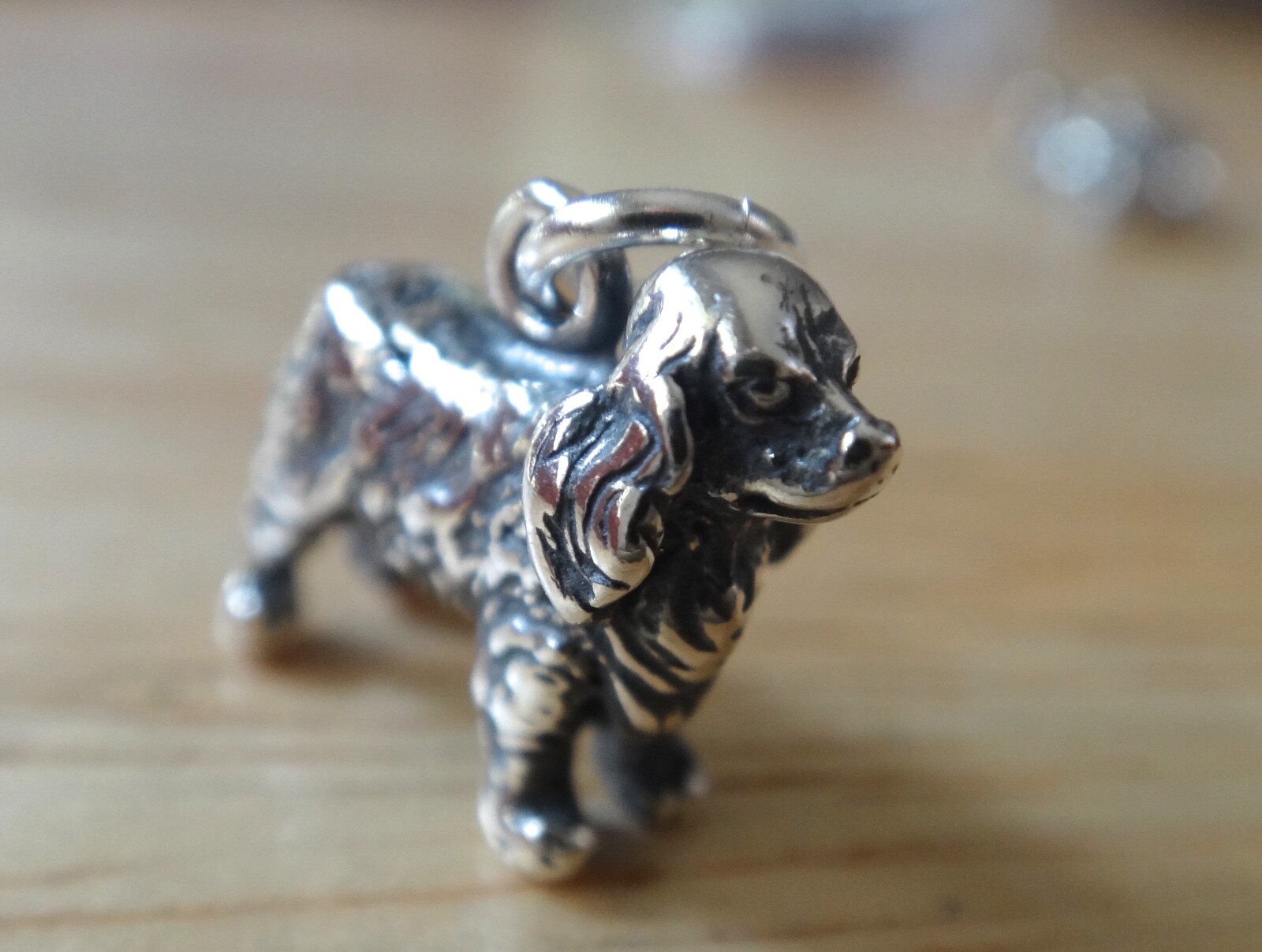 Sterling Silver 3D 12x15mm 3.5gram Solid Cocker Spaniel Dog Charm
