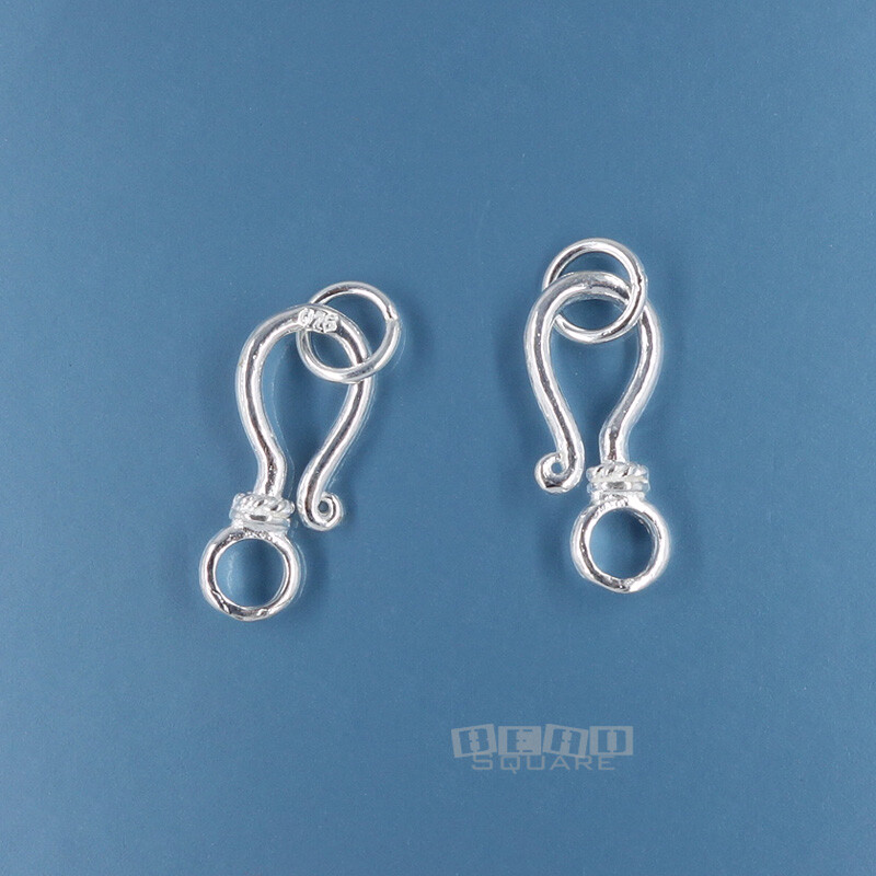 2 Sets Solid Sterling Silver Hook Eye Clasp Connector ap. 7.6mm x 21mm #44040