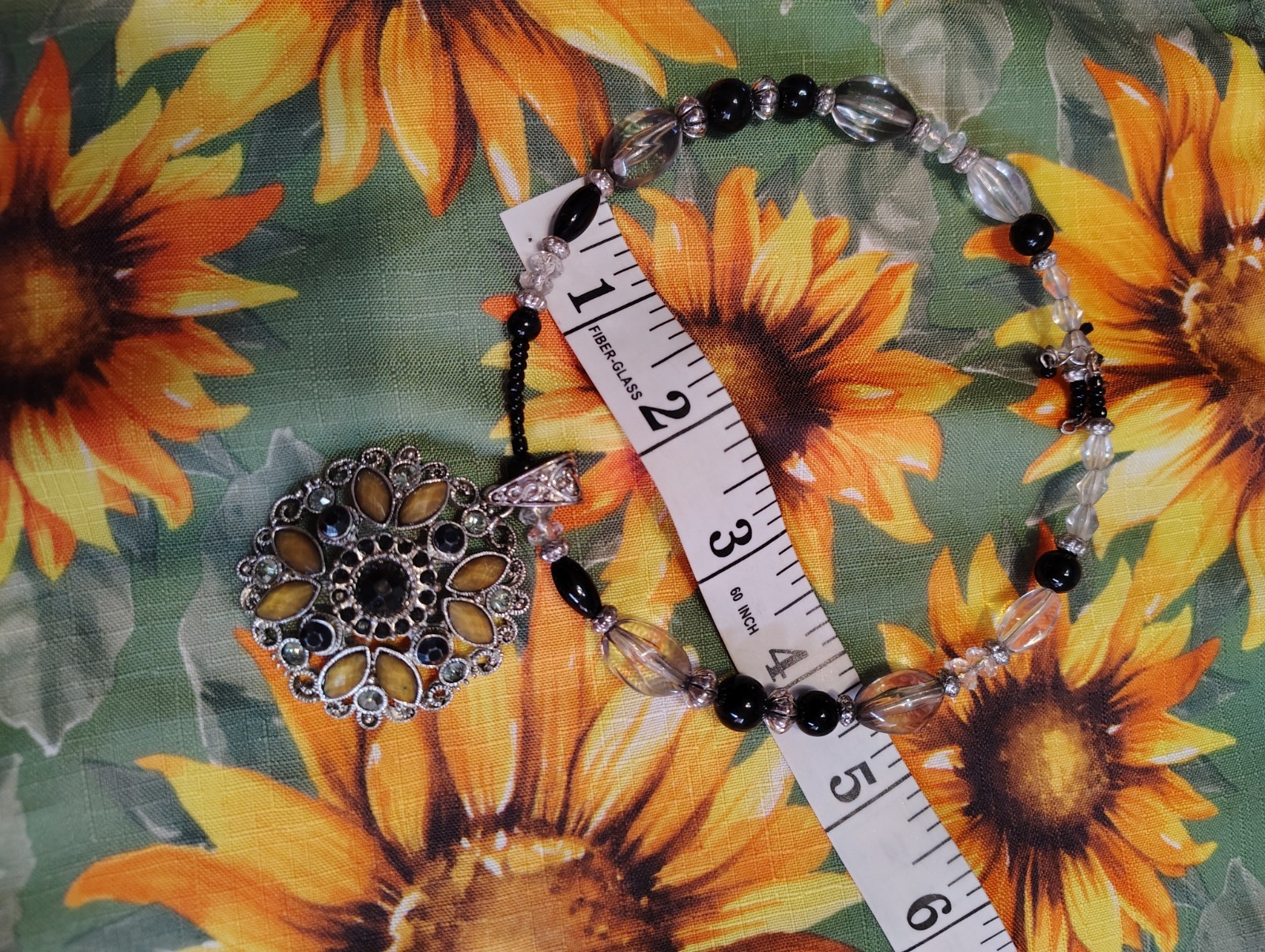 Silver Plated Black & Clear Crystal Glass Beaded Ball
