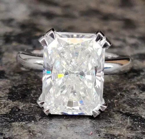 RARE 10.00 Ct Certified Radiant Cut Off White Diamond 925 Silver Ring Treated