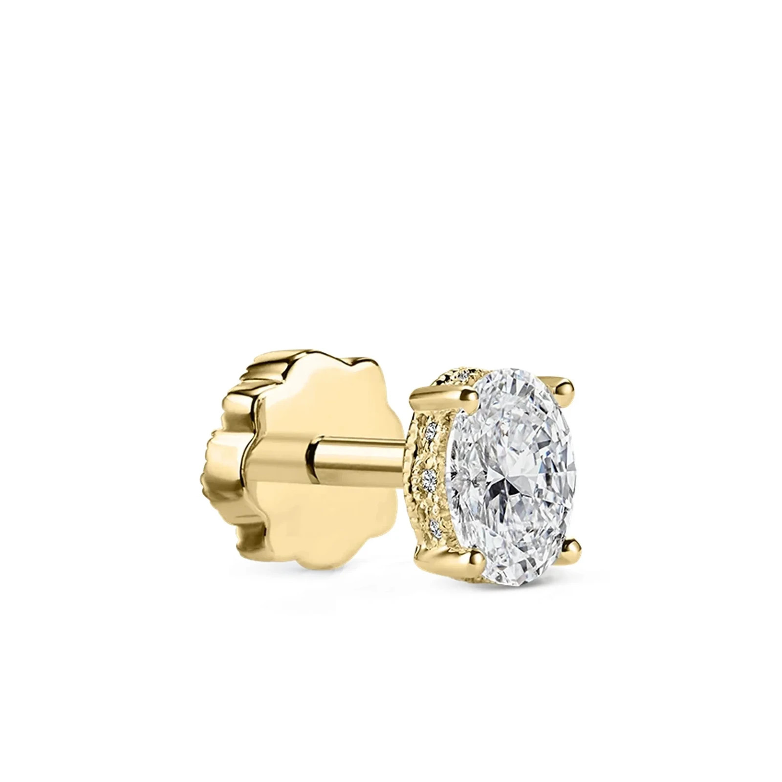 925 Sterling Silver Oval Moissanite Helix Cartilage Screw Back Stud