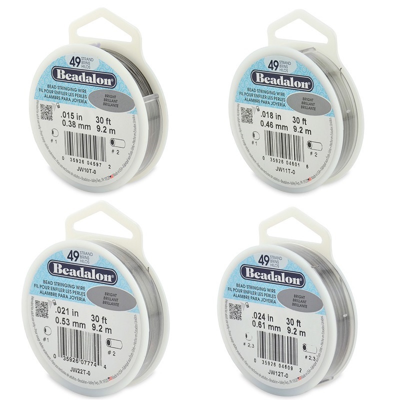 Beadalon Bead Stringing Wire 49 Strand 30/100 FT. BRIGHT Various Sizes + Colors
