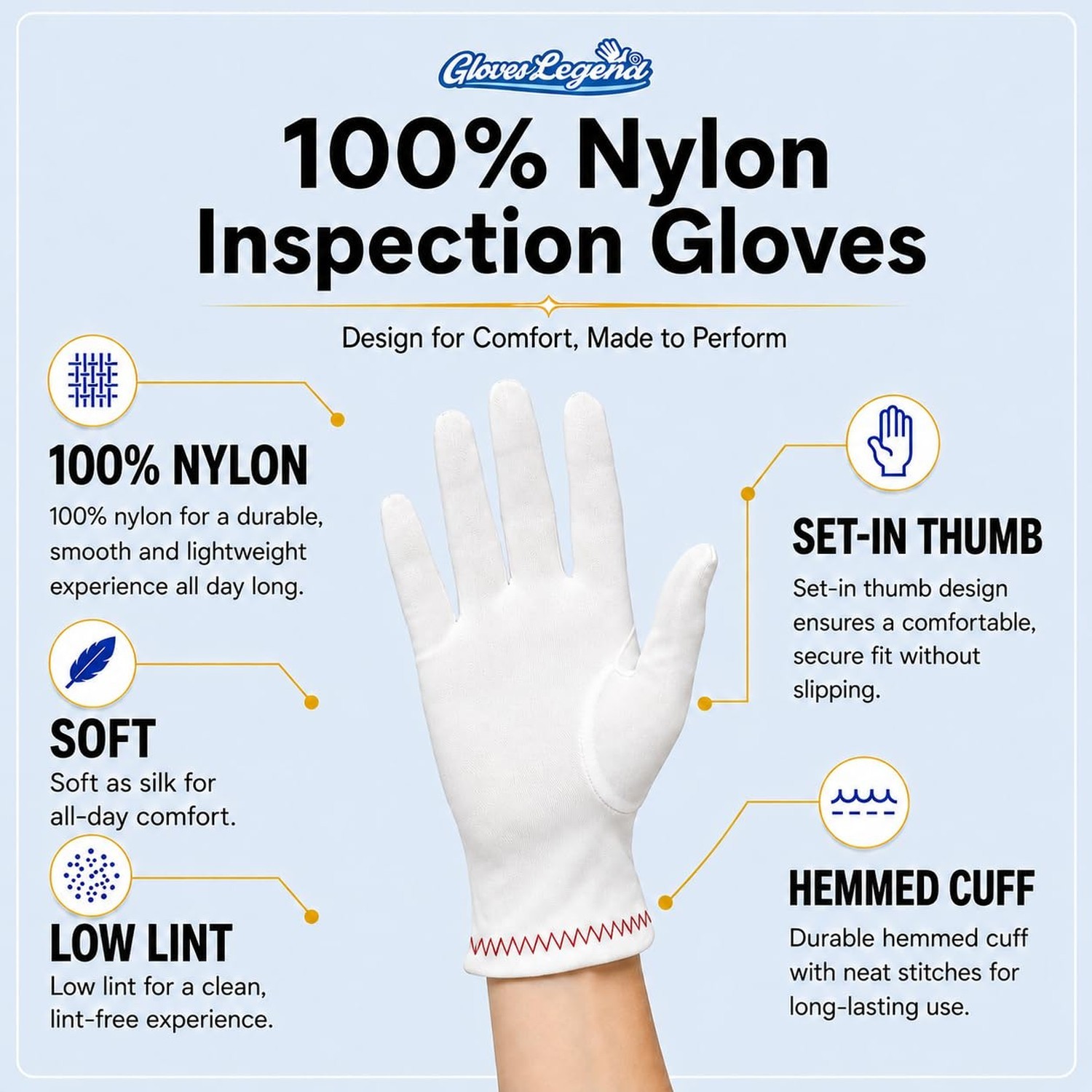 White Nylon Inspection Gloves For Jewelry, Coin, Watch and Art Handling