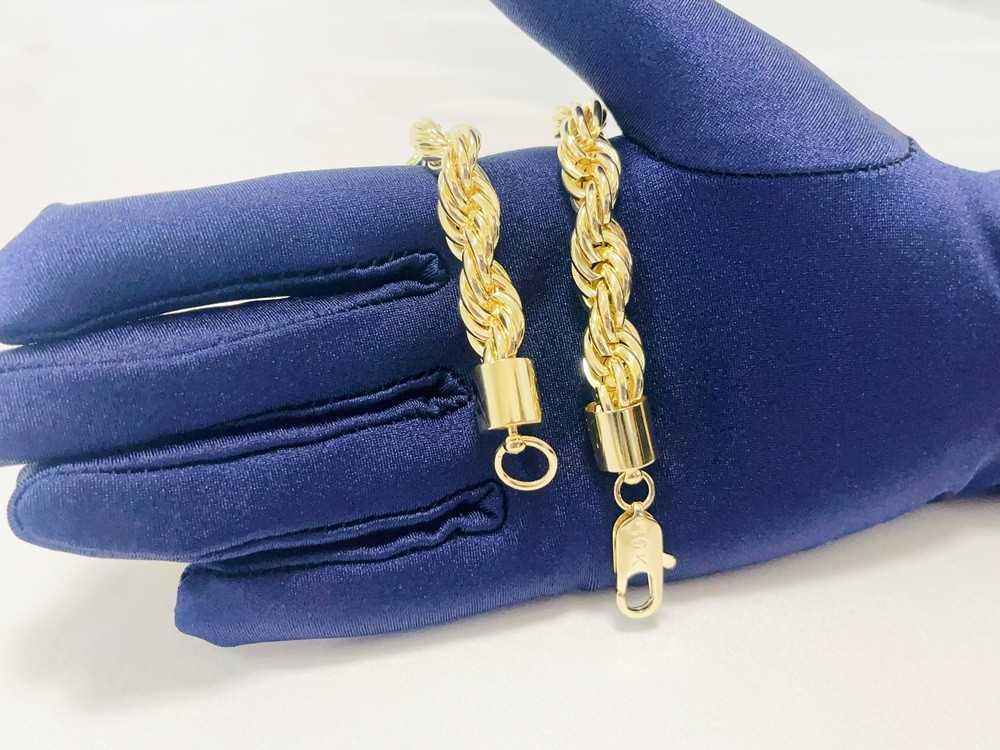 10K Yellow Gold SOLID Rope Chain Necklace Diamond Cut Real Gold 10mm 22inch