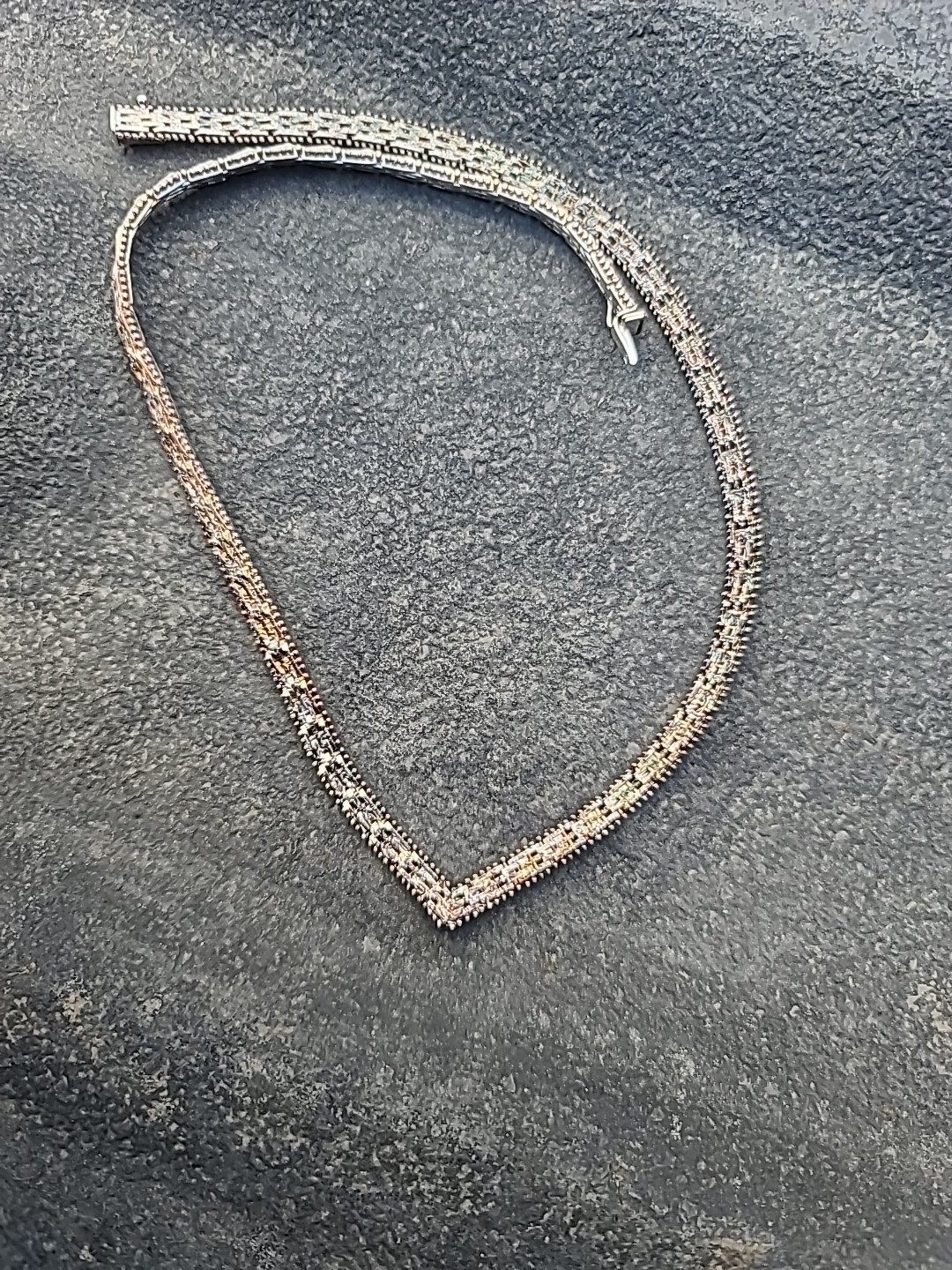 Vintage Italy Sterling 925 Solid Silver V Necklace 16.5″ Signed M 5.3mm 25.7gram