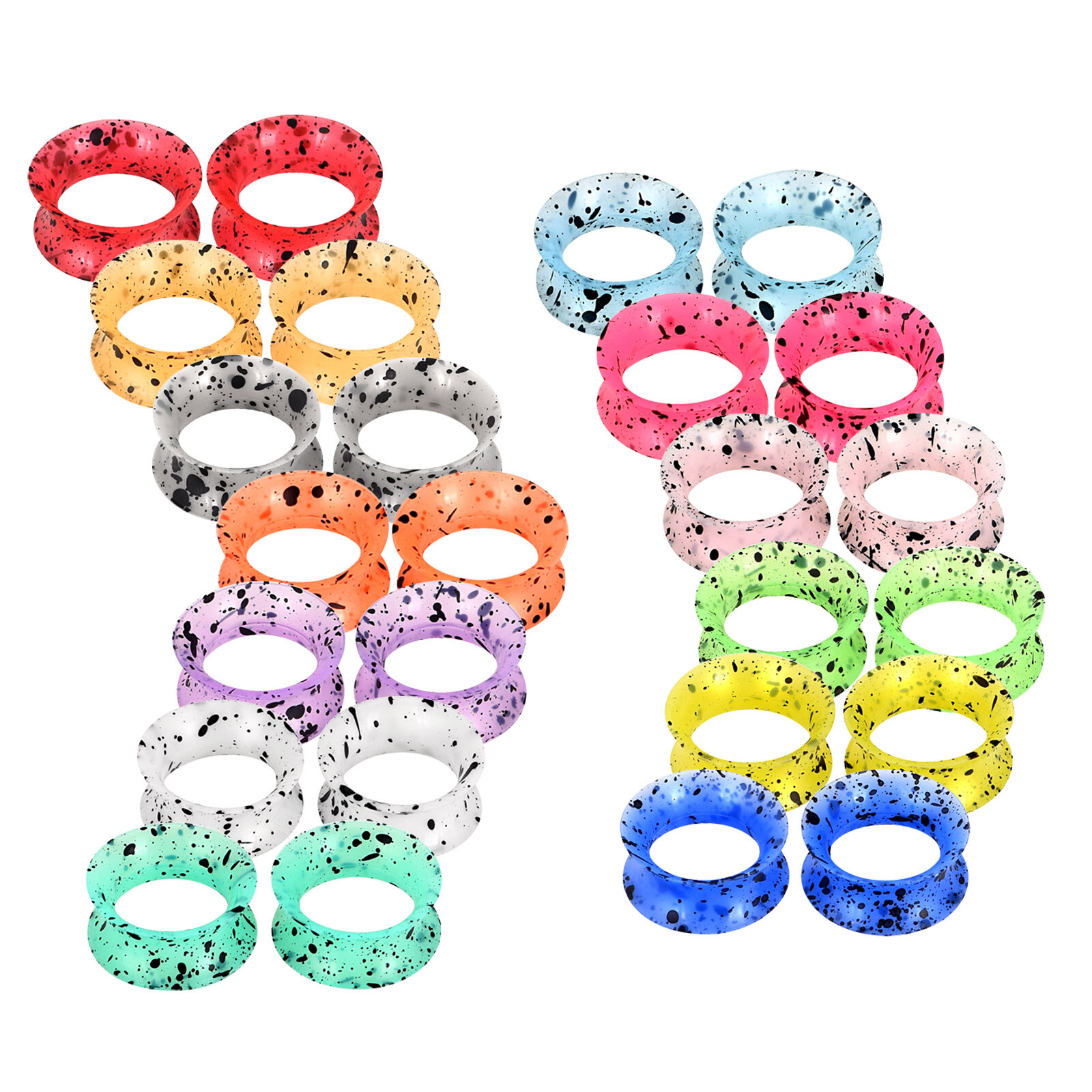 2pcs Thin Flexible Silicone Tunnels Ear Gauges Plugs Earskin Expander 2g-3/4″