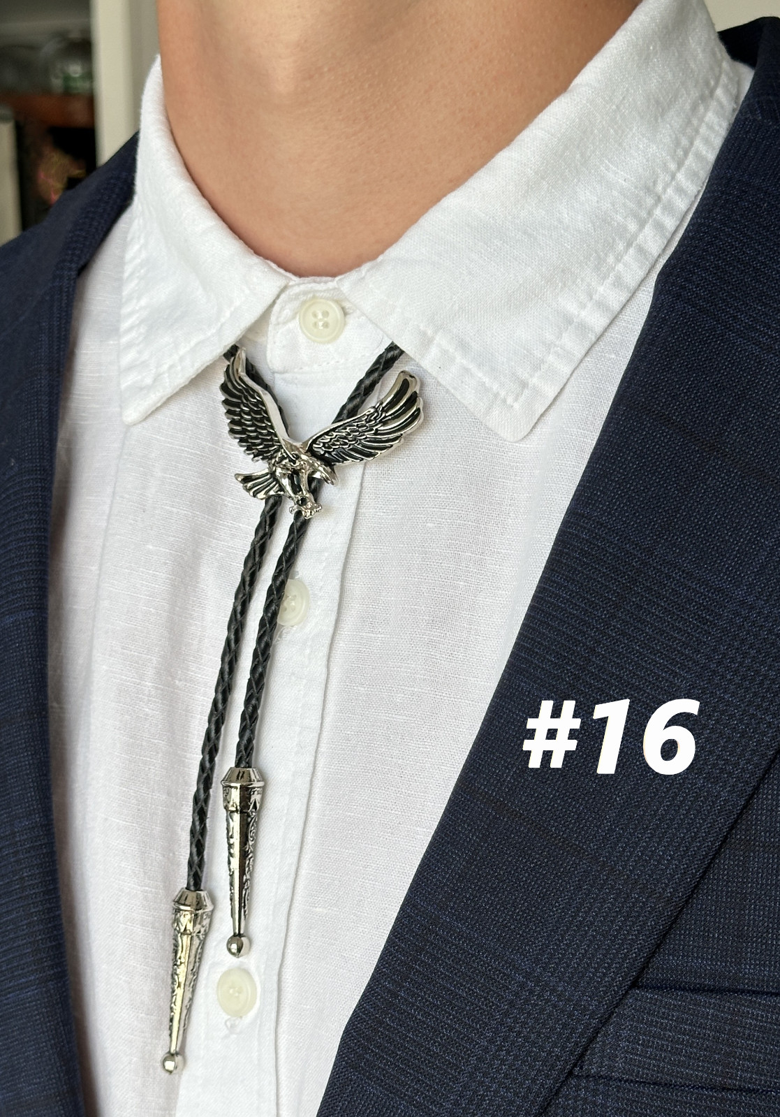 Bolo Tie Mens Wedding Necklace 38″ Leather Rope Western Cowboy Style