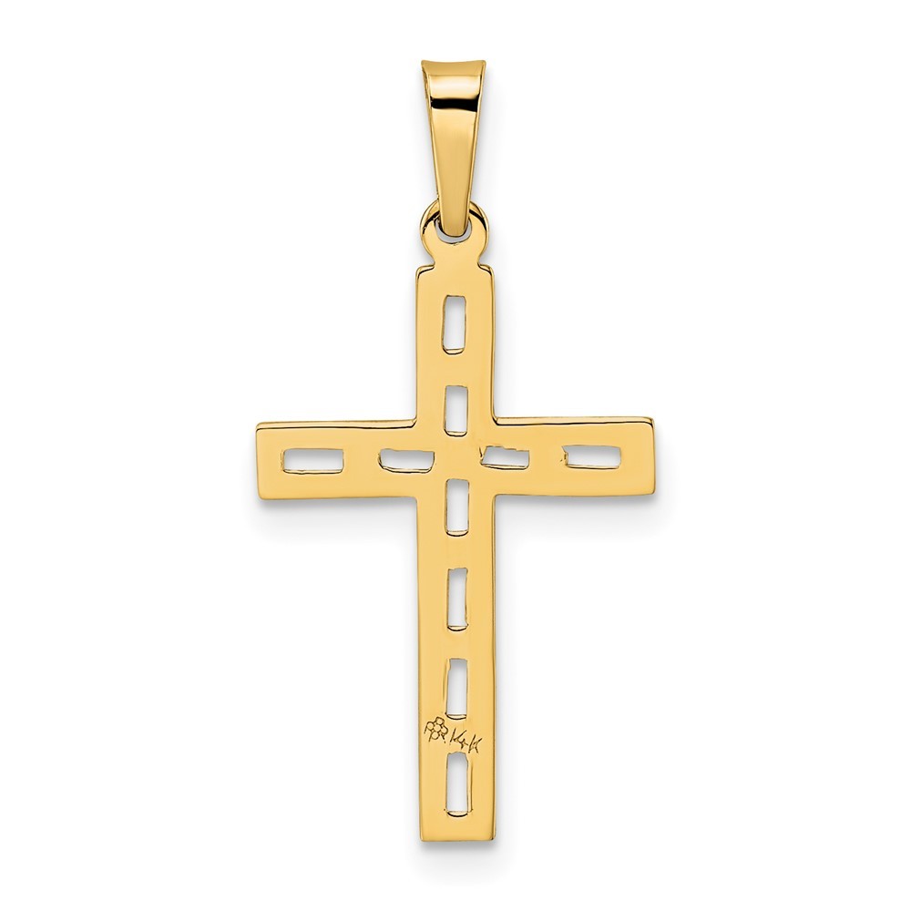14K Yellow Gold Polished Solid Cross Pendant 0.55g Gift for Mother