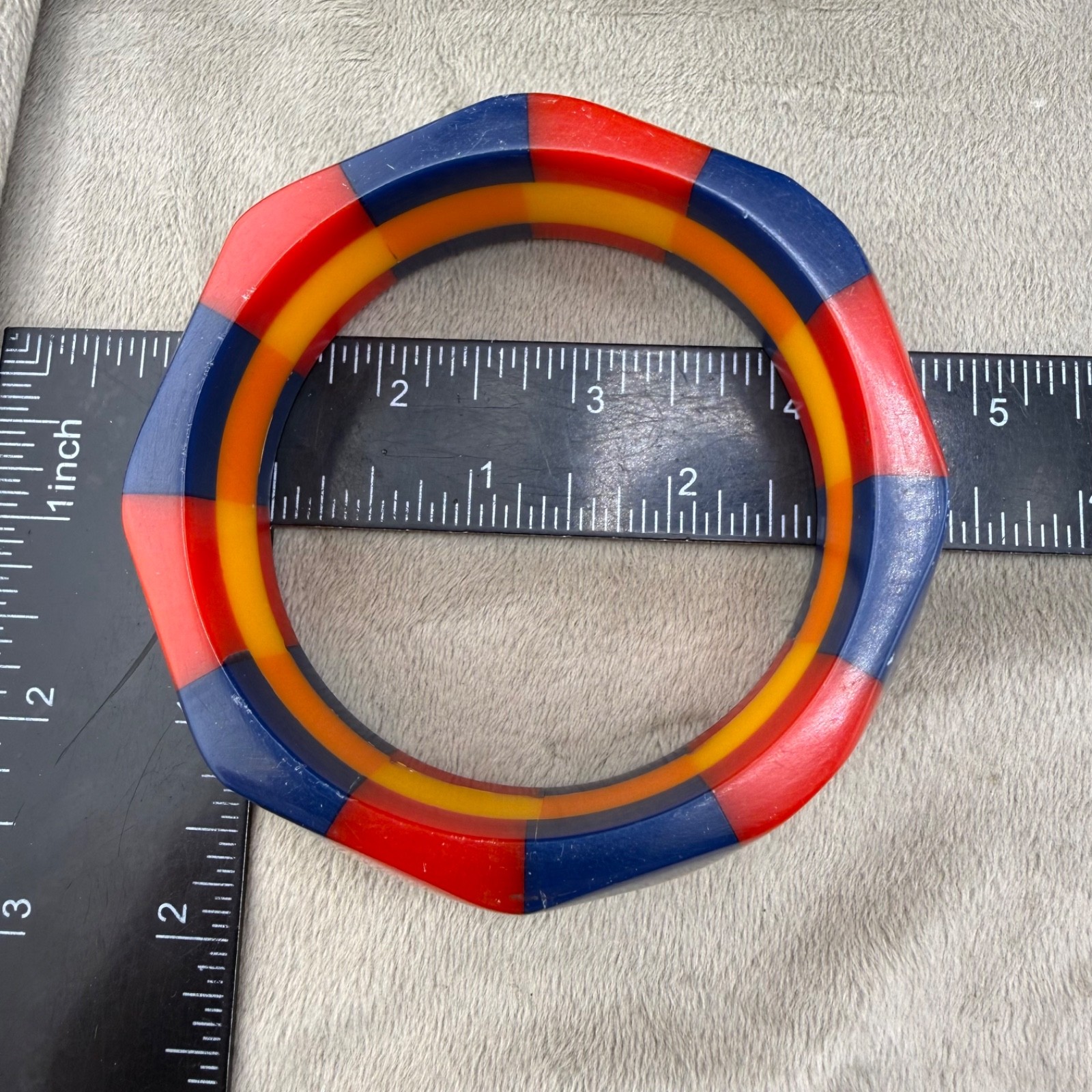 Vintage Retro Bangle Bracelet Unique Checker Pattern Pride 9”