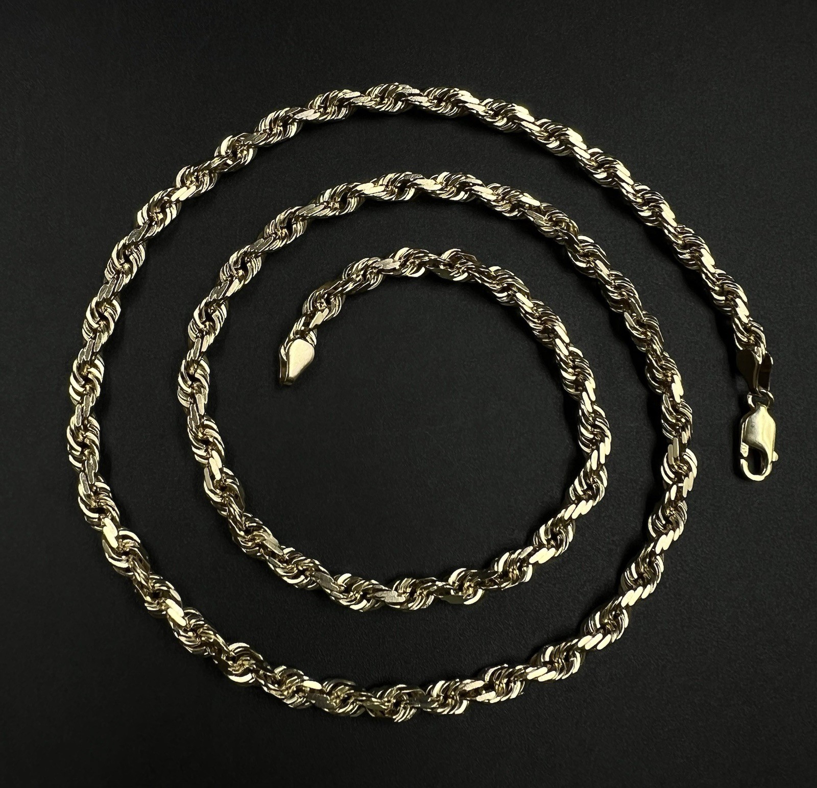 24” 10K Solid Yellow Gold Diamond Cut Rope Chain | 48.93g | 5.5mm | Lobster |