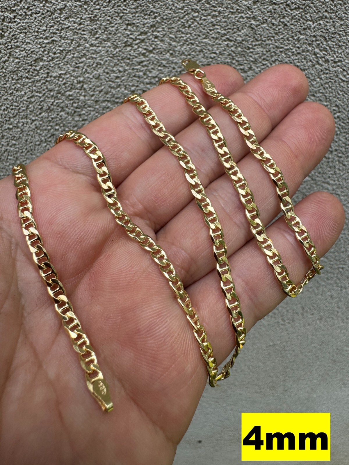 14k Gold Plated Solid 925 Sterling Silver Mariner Chain Necklace Bracelet ITALY