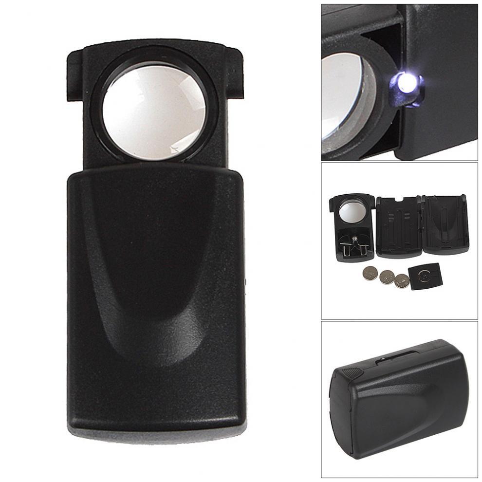 30X Pull-type Magnifier Mini Pocket Hand Magnifying Glass with LED Light Source