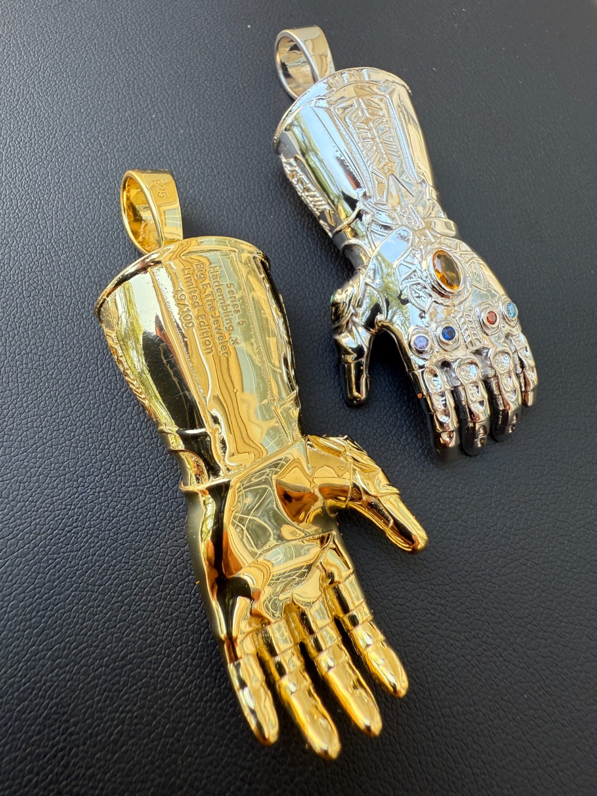 Limited Edition Thanos Infinity Hand Glove Gauntlet 925 Sterling Silver Pendant