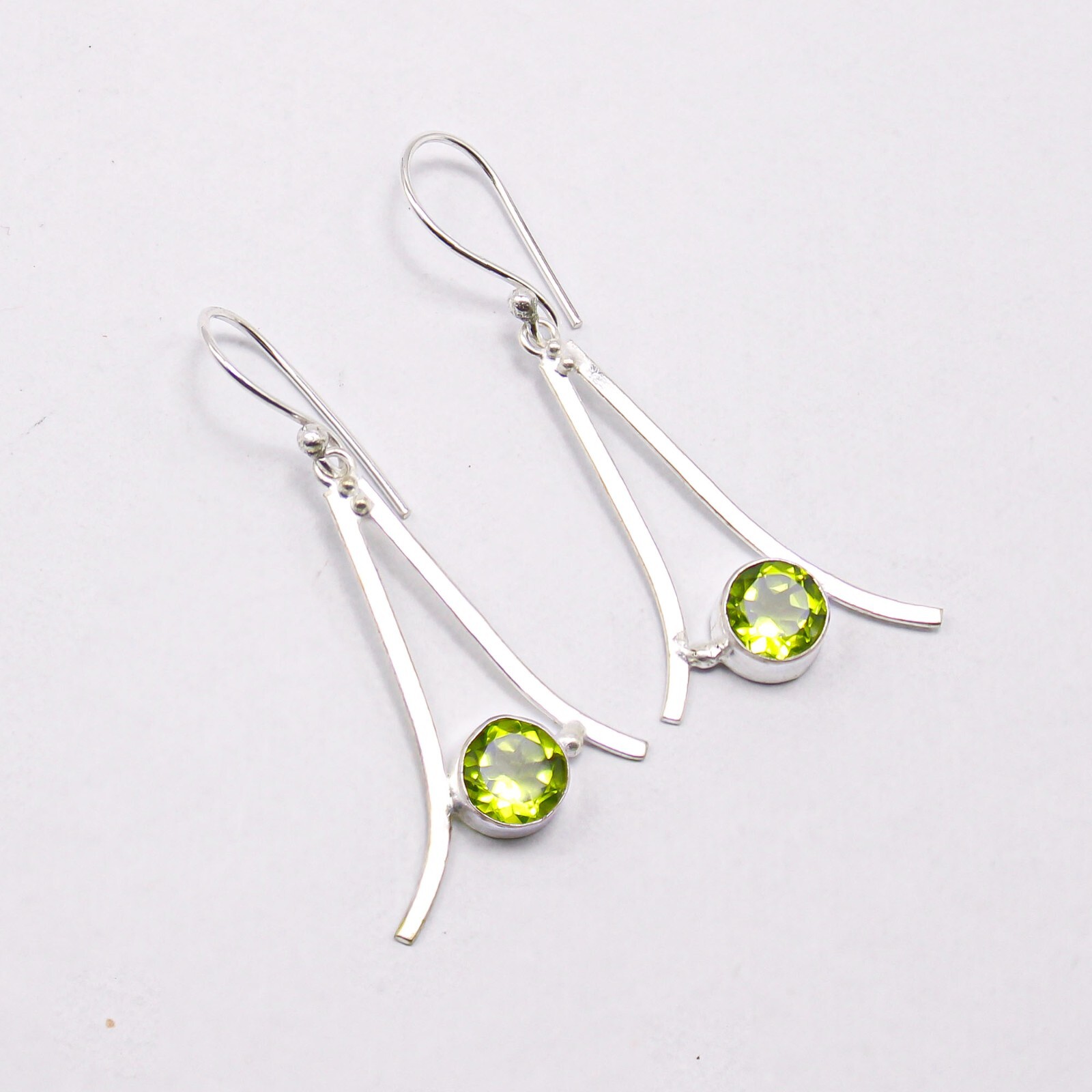 Peridot Gemstone Earrings 925 Silver Handcrafted Unique Jewelry Birthday Gift