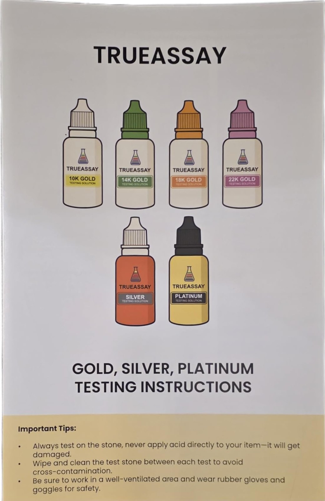 Gold Testing Kit 10k 14K 18K Acid Solutions with 2×2 Test Stone Precious Met…