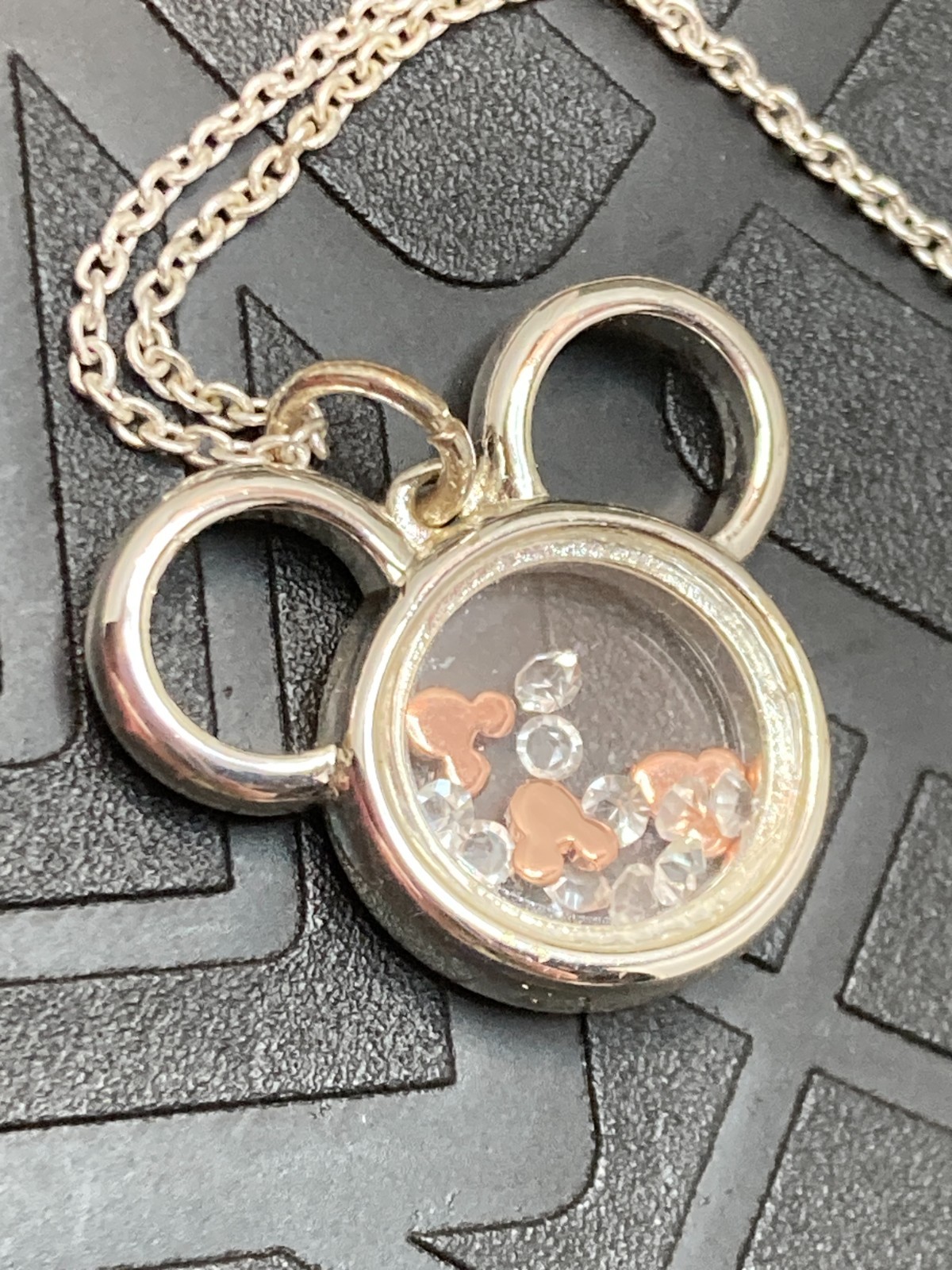 Disney LA Rocks Fine Silver Plated Mickey Forever Necklace -Nice, distressed bo