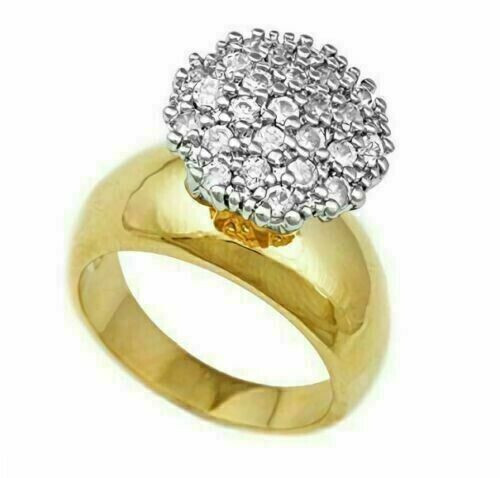 2Ct Lab Created Diamond 14K Yellow Gold Plated Round Cut Cluster Wedding Ring