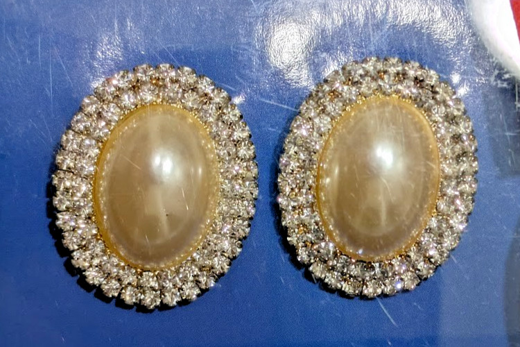 Offray Oval Pearl & Rhinestone Border Decorative Accent Clips – Wedding DIY -NEW