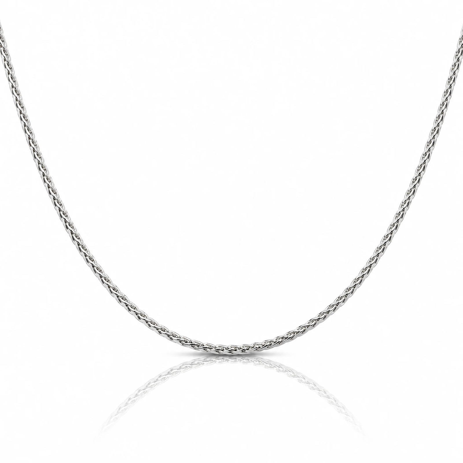 Sterling Silver Rhodium-Plated 1.5mm Diamond-Cut Spiga Chain Necklace 16″-24″