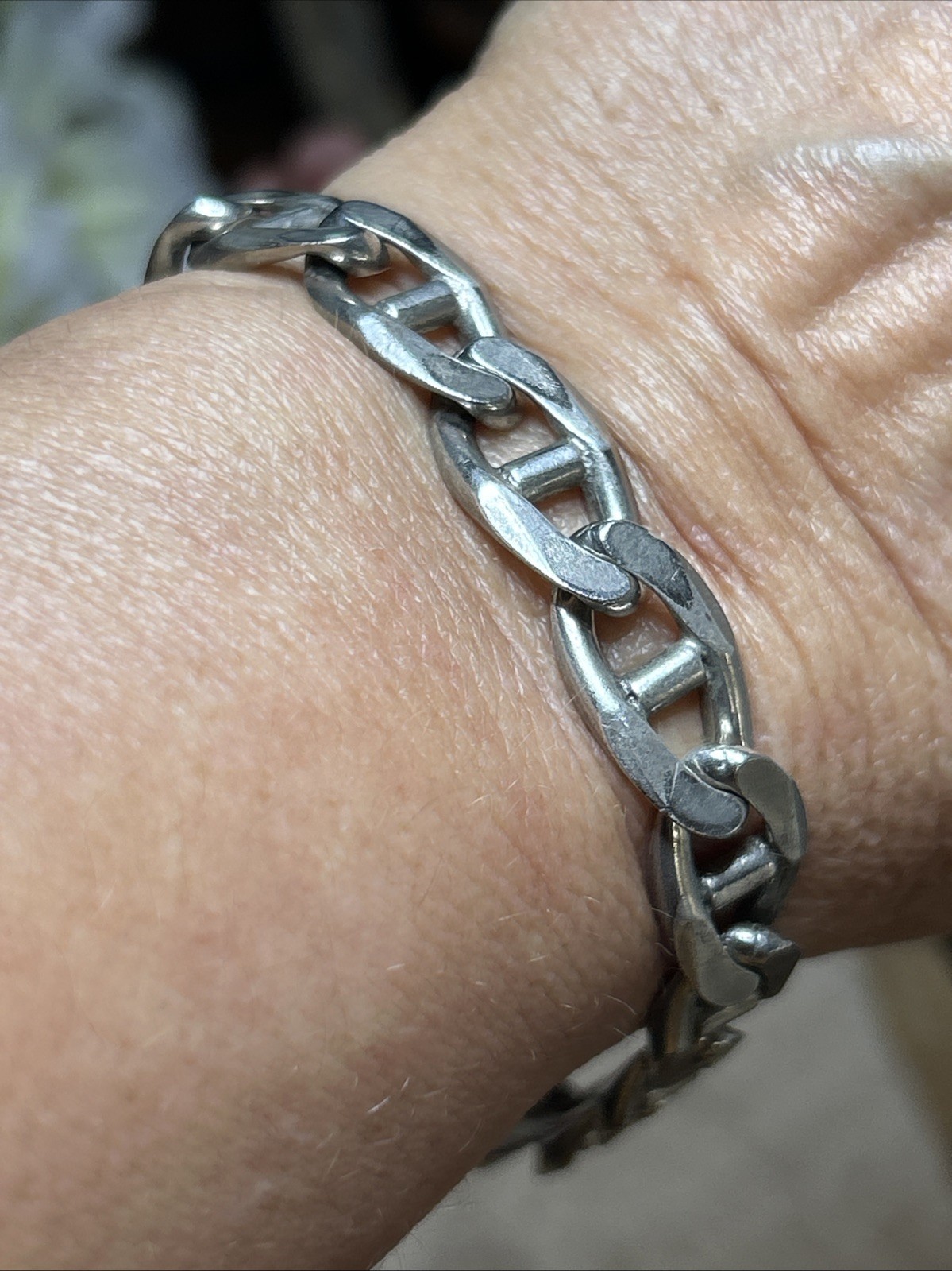 41. Vintage Sterling 925 Mariner Link Chain Bracelet 8 1/2″. 36.3g. Italy Unx