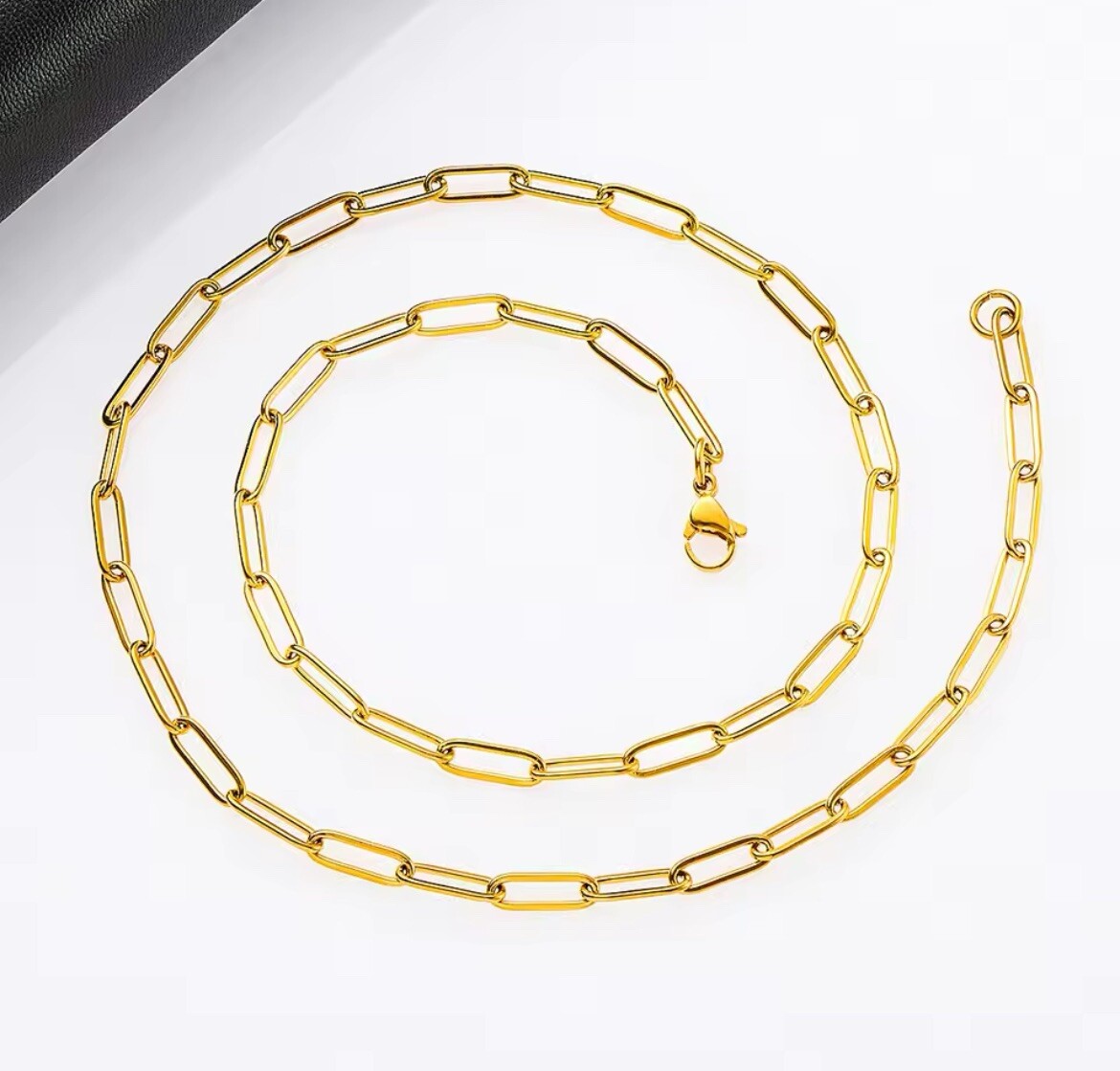 Gold Stainless 4mm Paperclip Cable Link 18” Chain Necklace Jewelry Statement NEW