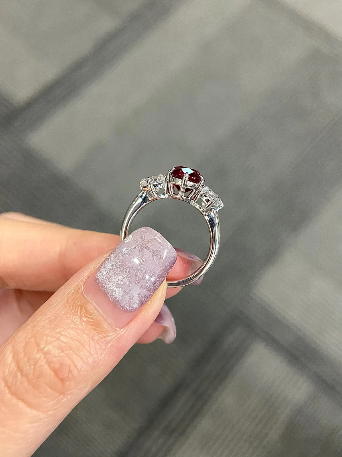 3.60 Ct Oval Cut Natural Ruby Diamond Engagement Ring 14K Solid White Gold 5